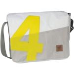 360Grad Umhängetasche »Barkasse«, Messenger Bag, Weiß/Grau mit gelber Zahl