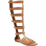 Beige Römersandalen & Gladiator Sandalen mit Riemchen aus Leder leicht für Damen Größe 38 für den für den Sommer 