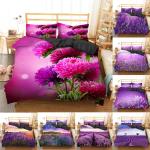 Lavendelfarbene Bettwäsche Sets & Bettwäsche Garnituren mit Lavendel-Motiv aus Polyester 200x200 3-teilig 