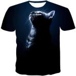 Oversize Kurzärmelige Katzen-Shirts mit Tiermotiv aus Polyester maschinenwaschbar für Herren Größe XS 
