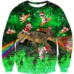 Grüne Langärmelige Herrensweatshirts mit Dinosauriermotiv maschinenwaschbar Größe XL Weihnachten 