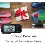 3D-Kalorien-Schrittzähler, großer Bildschirm, Laufzähler mit Clip und Riemen, Kilometer-Stoppuhr, Sport