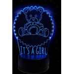 3D LED Nachtlicht mit Fernbedienung USB - Its a Girl / Boy / Babyshower, Babyparty Dekoration - 3D Lampe Schlafzimmer Baby Nachttischlampe Neugeborenes Überraschung Lampe Kinderzimmer (Its a Girl)