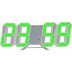 3D Led Wanduhr Multifunktionale digitale Tischsperre Temperaturanzeige Großbildwecker für Zuhause Wohnzimmer Büro Lager,Weiße Shell & grünes Licht - Weiße Shell & grünes Licht