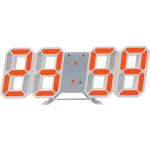 3D Led Wanduhr Multifunktionale digitale Tischsperre Temperaturanzeige Großbildwecker für Zuhause Wohnzimmer Büro Lager,Weiße Shell & Orange licht - Weiße Shell & Orange licht