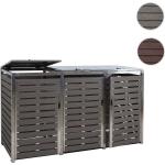 Anthrazitfarbene Moderne Mendler 3er-Mülltonnenboxen 201l - 300l aus WPC mit Deckel 