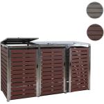 Braune Moderne Mendler 3er-Mülltonnenboxen 201l - 300l aus Edelstahl mit Deckel 