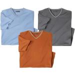 Himmelblaue Unifarbene Atlas For Men V-Ausschnitt T-Shirts für Herren Größe L 3-teilig 