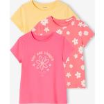 Pastellgelbe Unifarbene Kurzärmelige Bio Kinder T-Shirts aus Baumwolle für Mädchen Größe 146 3-teilig 