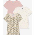Altrosa Blumenmuster Kurzärmelige Petit Bateau U-Boot-Ausschnitt Kinder T-Shirts aus Baumwolle für Mädchen 3-teilig für den für den Sommer 