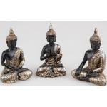 Schwarze Asiatische 13 cm Formano Buddha-Gartenfiguren aus Kunststein 3-teilig 