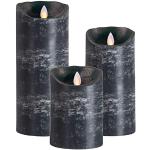 3er SET Sompex Flame LED Echtwachs Kerze / Kerzen FERNBEDIENBAR V14 Anthrazit (Schwarz Grau) 8 x 12,5cm - 8 x 18cm - 8 x 23cm (3er Set)