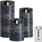 Anthrazitfarbene Sompex Flame LED Kerzen mit Fernbedienung 3-teilig 