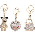 Weiße Emoji Smiley Schlüsselanhänger & Taschenanhänger aus Kristall für Damen 