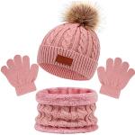 Rosa Mütze Schal Handschuh Sets für Kinder für Mädchen für den für den Winter 