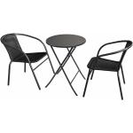 Schwarze Polyrattan Gartenstühle aus Aluminium stapelbar Breite 50-100cm, Höhe 50-100cm, Tiefe 50-100cm 3-teilig 