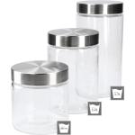 Silberne Mehldosen aus Glas lebensmittelecht 3-teilig 