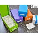 3x Lernbox Karteikasten DIN A8 violett, blau und grün + 1200 Karteikarten