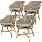 Braune Garden Pleasure Polyrattan Gartenstühle aus Holz mit Armlehne Höhe 0-50cm 