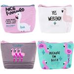 Bunte Mini Geldbörsen mit Flamingo-Motiv mit Reißverschluss aus Canvas für Damen klein 