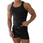 Schwarze Sportliche Normani Feinripp-Unterhemden aus Baumwolle für Herren Größe L 4-teilig 