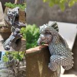 Gargoyles & Garten-Drachen aus Kunstharz bepflanzbar 4-teilig 