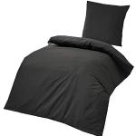4-Teilige hochwertige Renforcé-Bettwäsche UNI in Schwarz 2x 135x200 Bettbezug + 2x 80x80 Kissenbezug , 100% Baumwolle by Bettenpoint