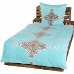 Braune Asiatische Bettwäsche Sets & Bettwäsche Garnituren mit Ornament-Motiv mit Reißverschluss aus Fleece 135x200 