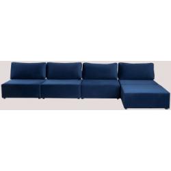 4-teiliges Modulares Sofa Mit Fussstütze Aus Samt Kata Blau Sklum