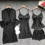 Schwarze Sexy Mini Damencardigans aus Polyester Größe XXL 4-teilig 