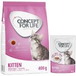 400 g Kitten + 12 x 85 g Pouch + Nass in Gelee Concept for Life
