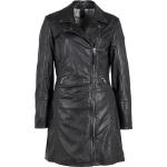 Schwarze Maxi Kurze Lederjacken mit Reißverschluss aus Leder enganliegend für Damen 