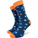 40YARDS American Football Socken mit bunten Footbällen für Fans aller Teams - Unisex für Männer, Frauen & Kinder (blau/orange, 41-46)