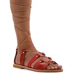 Korallenrote Römersandalen & Gladiator Sandalen mit Schnürsenkel aus Leder leicht für Damen Größe 41 für den für den Sommer 