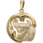 Goldene trendor Runde Stier-Anhänger mit Sternzeichen-Motiv aus Gold 9 Karat für Damen 