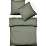 Olivgrüne Unifarbene Fleuresse Lech Bettwäsche Sets & Bettwäsche Garnituren mit Reißverschluss aus Flanell 240x220 