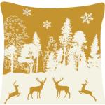 Reduzierte Senfgelbe Pad Dekokissenbezüge mit Weihnachts-Motiv aus Baumwolle 50x50 