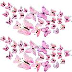 Rosa Wandtattoos Schmetterling mit Insekten-Motiv 8-teilig 