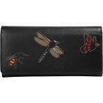 Schwarze Brieftaschen mit Insekten-Motiv mit Reißverschluss aus Leder 