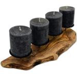 Schwarze Rustikale 39 cm Runde Kerzenständer & Kerzenhalter aus Olivenholz 