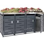 Anthrazitfarbene Moderne Mendler Mülltonnenboxen 101l - 200l aus Metall bepflanzbar 