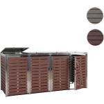 Braune Moderne Mendler 4er-Mülltonnenboxen 201l - 300l aus Edelstahl mit Deckel 