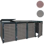 Anthrazitfarbene Moderne Mendler 4er-Mülltonnenboxen 201l - 300l verzinkt aus WPC mit Deckel 