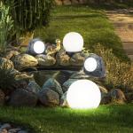Graue Moderne etc-shop Runde LED Solarleuchten aus Stein 4-teilig 