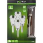 Silberne Solar Wegeleuchten & Solar Standleuchten aus Edelstahl rostfrei 4-teilig 