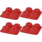 Rote Quantio Muffin Backbleche & Muffinbackformen mit Cupcake-Motiv aus Silikon mikrowellengeeignet 4-teilig 