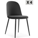 Reduzierte Schwarze Moderne Stuhl-Serie aus Kunstleder gepolstert 4-teilig 