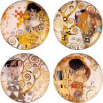 Bunte Jugendstil Gustav Klimt Runde Wandteller 21 cm aus Porzellan 4-teilig 