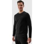 Reduzierte Schwarze Unifarbene Langärmelige 4F Rundhals-Ausschnitt Basic-Shirts aus Baumwolle für Herren Größe M 