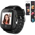 Schwarze Smartwatches aus Silikon mit Touchscreen-Zifferblatt mit GPS mit LTE mit Silikonarmband für Kinder 